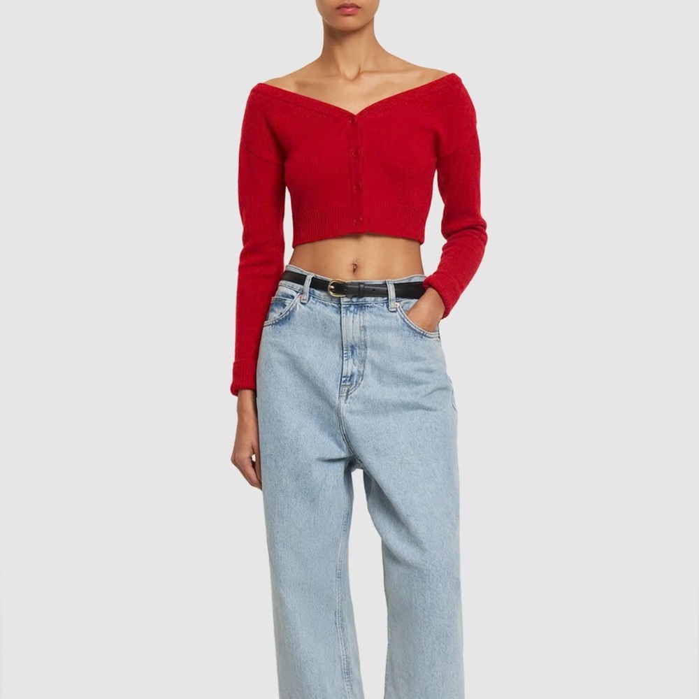 Reformation Cashmere Red Cropped Sweater